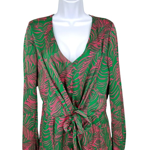 Intempo Leaf Tropical Print Long Sleeve Romper Green Pink Size Medium - Picture 3 of 13